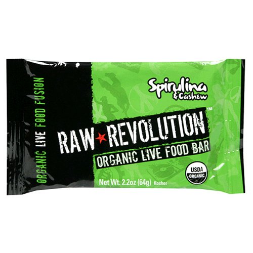 Raw Revolution Organic Live Food Bars, Spirulina and Cashew, 2.2-Ounce Bars (Pack of 12)