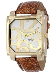 XOXO Womens XO3172 Silver Dial Brown Snake Strap Watch