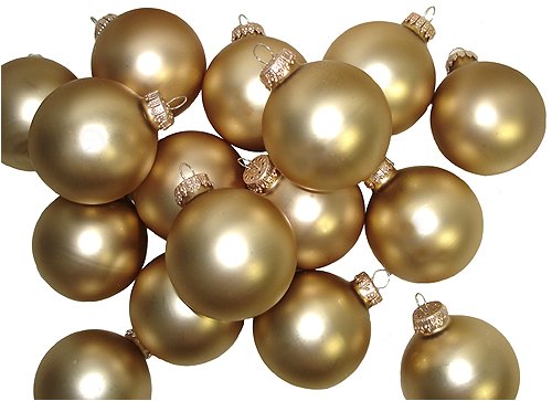 Set 9 Matte Candlelight Gold Glass Ball Christmas Ornaments 2.75" #61726671725