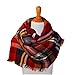 X-large Plaid Shawl Wrap Blanket Scarf Throw (Burgundy)