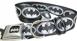 Batman Gray Logo Seat Belt Buckle Dog Collar 1.5 13-18
