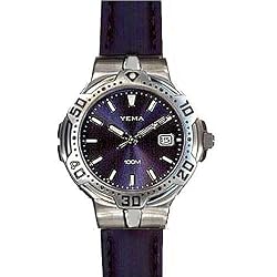 YEMA by Seiko of France Men's Stainless Steel Blue Faced Watch with Blue Strap. Model: YM539