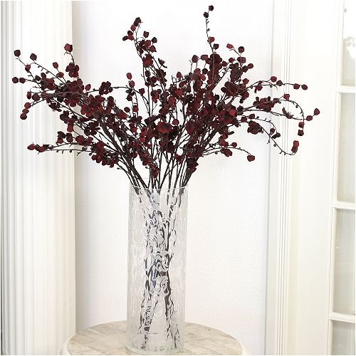 Burgundy Velvet Plum Blossom Stems