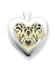 14k & Sterling Silver Heart with Mom Locket