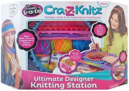 Cra-Z-Art Shimmer 'n Sparkle Cra-Z-Knitz Ultimate Designer Knitting Station with Bonus Spool Loom by CraZarts