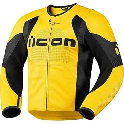 Icon Overlord Men's Leather On-Road Motorcycle Jacket - Yellow