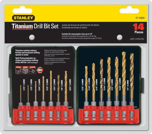 Stanley ST-04650 14 Piece Titanium Twist Drill Bit Assortment