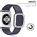FanTEK Apple Watch Band, Modern Buckle  Leather Replacement iWatch Strap for Apple Wrist Smart Watch 42mm Models - Midnight Blue