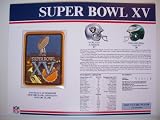 1980 Oakland Raides vs Philadelphia Eagles NFL Super Bowl 15 (XV) 1981 Jim Plunkett MVP Willabee Ward Patch and Stat Panel Card