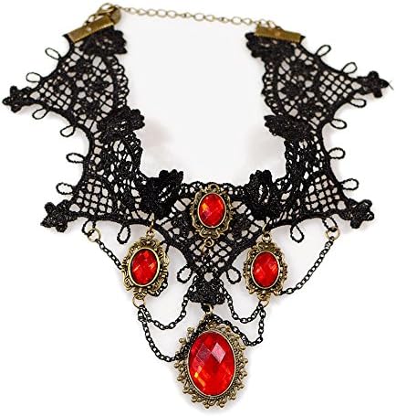 Lelax Jewelry Lace Collar Necklace Red Glaring Crystal Pendant Sexy Noble Chain for Women
