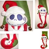 DISNEY NIGHTMARE BEFORE CHRISTMAS SANTA JACK SKELLINGTON HOME DECOR HOLIDAY DOOR DECORATION Embroidered Faux Fur Jingle Bells 32