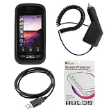 5119j9i%2B%2BDL. SL160  GTMax Rapid Car Charger with IC Chip + USB Data Cable + Black Rubber Soft Silicone Skin Case + LCD Screen Protector for AT&T Samsung Solstice SGH A887