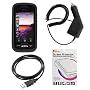 GTMax Rapid Car Charger with IC Chip + USB Data Cable + Black Rubber Soft Silicone Skin Case + LCD Screen Protector for AT&T Samsung Solstice SGH-A887