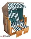 Strandkorb Ostsee de Luxe gr&uuml;n kariert