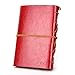 EvZ Leather Writing Journal Notebook, 7 Inches Vintage Nautical Spiral Blank String Diary Notepad Sketchbook Travel to Write in, Unlined Paper, Retro Pendants, Classic Embossed, Red