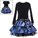 Rare Editions Girl 2T-6X NAVY-BLUE BLACK VELVET FLOCK-FLORAL TAFFETA DROP WAIST L/S Special Occasion Wedding Flower Girl Holiday Party Dress