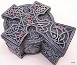Large Jewelry Box Celtic Cross Collectible Hard Resin