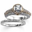 Two Tone Gripping Diamond Engagement Ring Set (Center stone is not included)