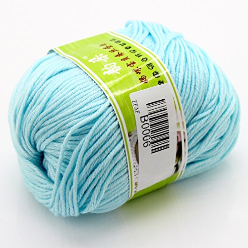 joylve Knitting Yarn Skein Baby Super Smooth Worsted Soft Natural Silk Wool Fiber Canal Blue