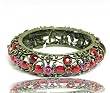 Retro Vintage Filigree Ruby Red Crystal Hinged Bangle Bracelet