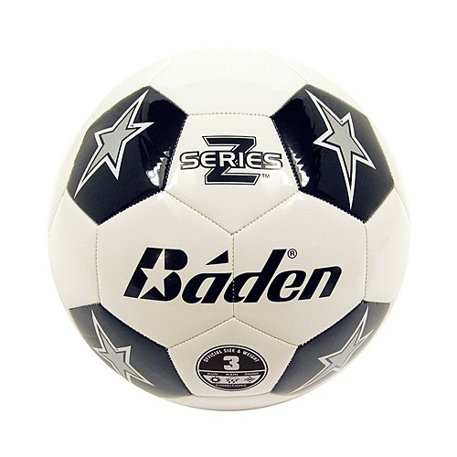Baden Z-Series Size 3 Cushioned TPU Leather Soccer Ball, Black/White