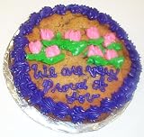 Chocolate Chip Cookie Cake 1lb. / 8' Purple Trim and Pink Flowers