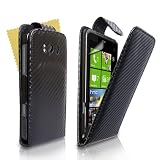 Schwarz Carbonfaser Leder Schutzh�lle Mit Magnetisch Befestigung F�r HTC Titan Mit Displayschutzvon "Yousave"
