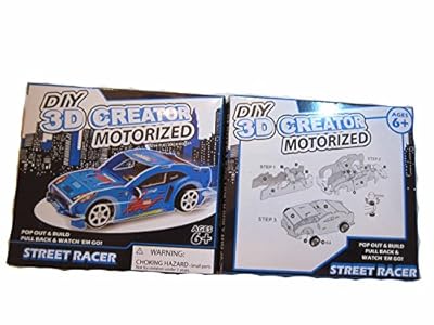 DIY 3D Creator Motorized Street Racer - Race Car Kit 3 colors Yellow, Red and Blue Bundle Set