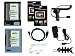 iShoppingdeals - Black/Blue Soft Skin Case + Car Charger + AC Travel Charger + USB Data Cable + Headphone + Screen Protector + Fishbone Keychain for Ectaco Jetbook-Lite eBook Reader