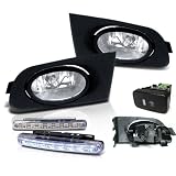 01-03 Honda Civic 2 4 Dr OEM Style Clear Fog Lights Kit + LED Bumper Lights by Eautolight