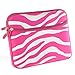 Universal Soft Sleeve Pouch for 8 - 10" Netbook Laptop - Exotic Safari Hot Pink White Zebra Print with Double Zipper