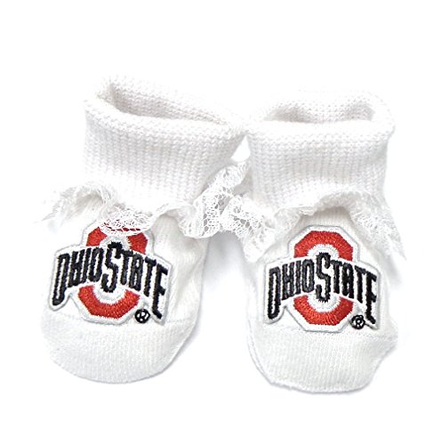 Ohio State White Lace Baby Booties Boxed Gift Set-NCAA LICENSED