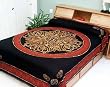 Red & Black Celtic Knot Indian Bedspread, Twin Size