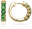 14k Yellow Gold 5 Stone Emerald Earrings