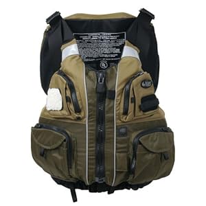 NRS Khaki/Olive Chinook Flotation Fishing Vest PFD - XXL