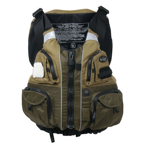 NRS Khaki/Olive Chinook Flotation Fishing Vest PFD - Large/X-Large