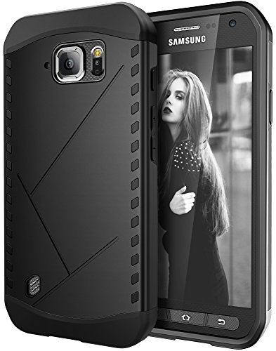 Galaxy S6 ACTIVE case, E LV Samsung Galaxy S6 ACTIVE (SHOCK PROOF DEFENDER) Slim Case Cover **NEW** Full protection from drops and impacts for Samsung Galaxy S6 ACTIVE - BLACK