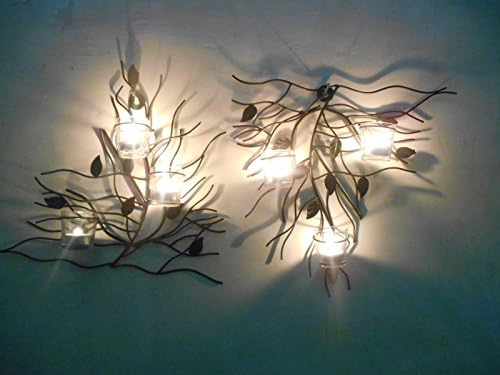 Handicraftscart Metal Tree Wall Sconce Set Of Two Standard Size- 15 X 15 X 4 Inch Single Piece Size Black