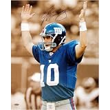Eli Manning Autographed NY Giants TD Signal Sepia Tone 16x20 Photograph