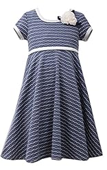 Girls Round Neck Fit-and-Flare Polyester/Rayon/Spandex/Knit Cap Sleeves Applique  Dress