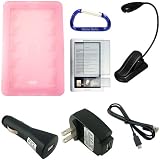 Super Bundle for the Barnes and Nobles Nook eReader: Silicone Skin Gel Case (Pink), eBook LED Bright Light, USB Data Sync Cable, Screen Protector, USB Car Charger, USB Wall Home/Travel Charger, and Free Carabiner Key Chain