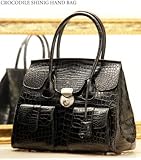 【財布】クロコダイルマットハンドバッグ ブラック センター取り(No.3989mbk)【セール中】