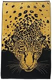 La Plage Velour Jacquard Cotton Beach Towel, Leopard Head