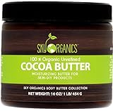 Organic Cocoa Butter By Sky Organics: Unrefined, 100% Pure Cocoa Butter 16oz - Skin Nourishing, Moisturizing & Healing, for Dry Skin, Stretch Marks - For Skin Care, Hair Care & DIY Recipes