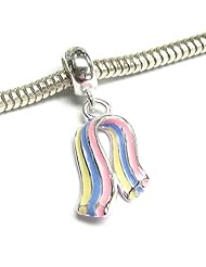 Enamel Sterling Silver Color Ribbon Cancer Awareness Dangle Bead For European Charm Bracelets