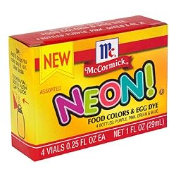 McCormick Food Colors & Egg Dye, Four Assorted Neon, 0.25-Ounce Vials (Pack of 6)