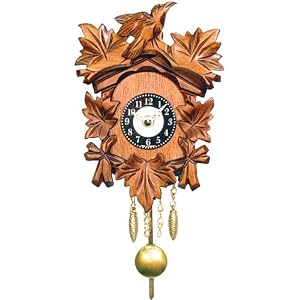 Black Forest Carved Clock - Battery Operated Movement - 0125-1QP
