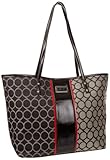 Nine West 9S Jacquard Medium Shopper Tote Handbag,Black/Ivory,One Size