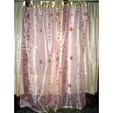 2 Organza Pink Embr Sari Curtains Drapes Panel 96 Tabs W.E. by 