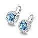 SBLING Platinum-Plated Leverback Drop Earrings Made with Blue Austrian Crystals (2.2ct)